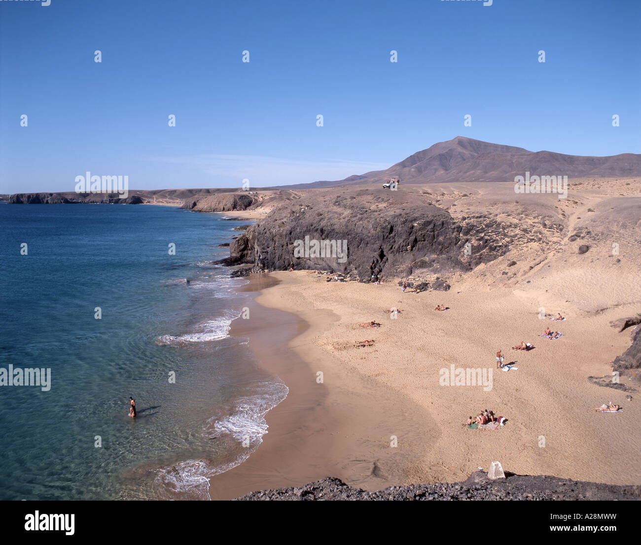 Papagayo-Strand und Küste, Lanzarote, Kanarische Inseln, Spanien Stockfoto