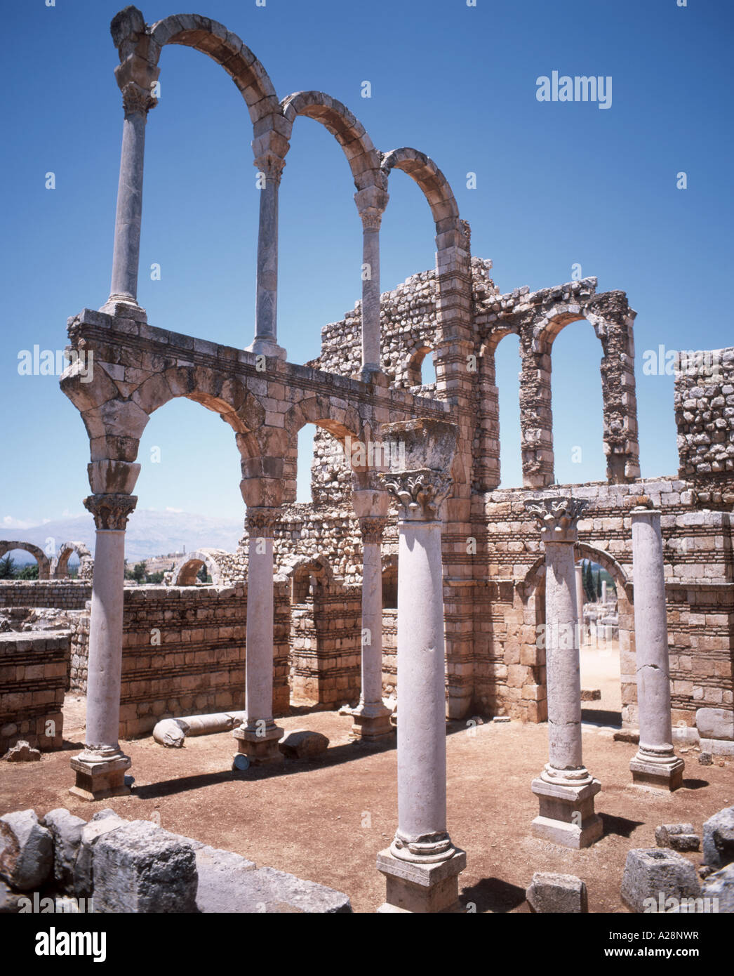 Der große Palast, der Libanesischen Republik Aanjar, Bekaa-Tal Stockfoto