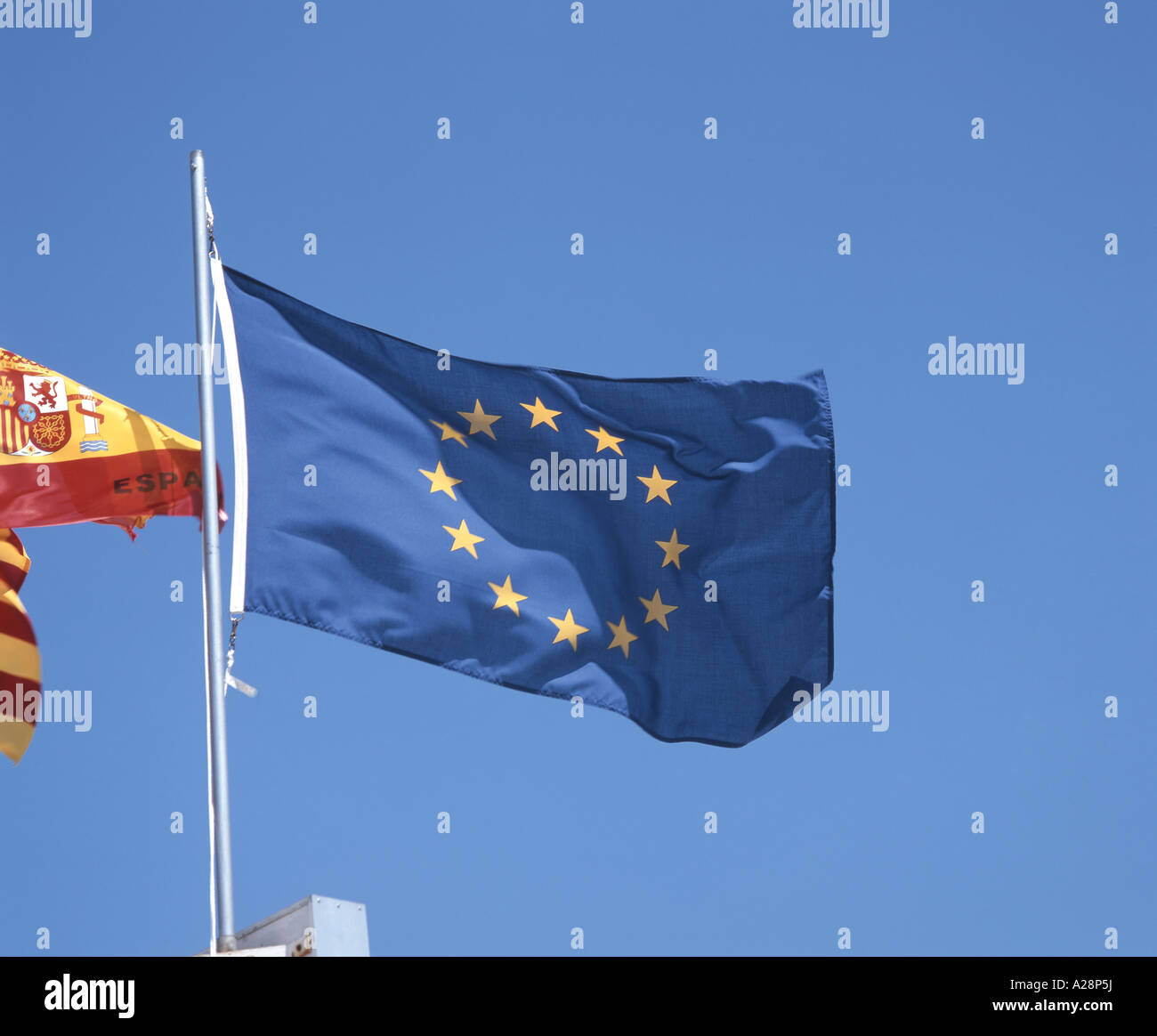 Europäischen Union Flag, Canary Wharf, London, England, Vereinigtes Königreich Stockfoto