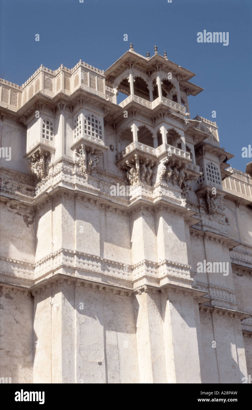 Stadtschloss, Udaipur, Rajasthan State, Republik Indien Stockfoto