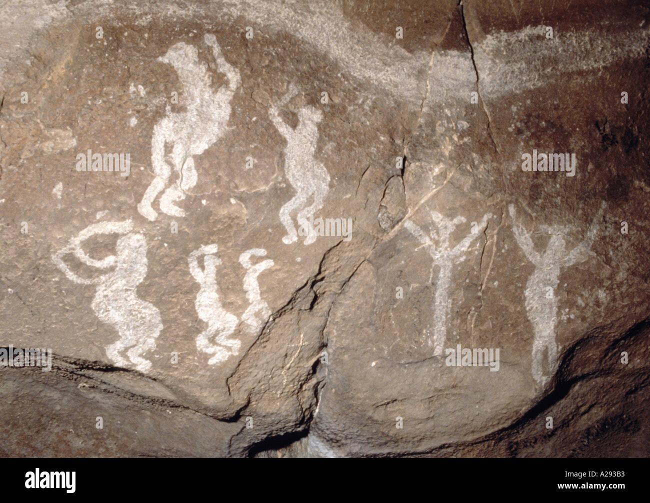 Piktogramme Felsmalereien in Hueco Tanks State Historical Park in West-Texas Stockfoto