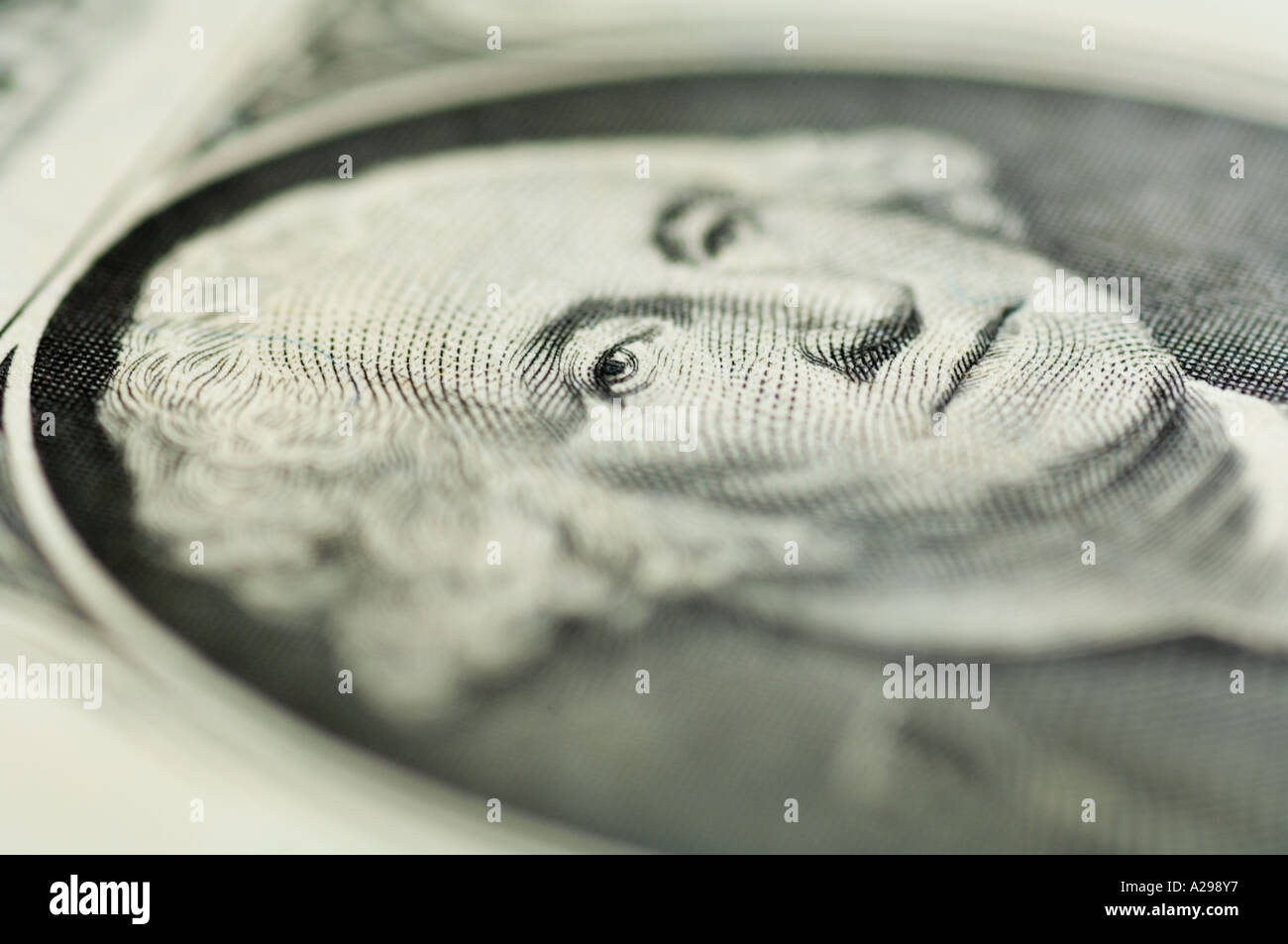 Nahaufnahme von einem Dollar bill uns mit Porträt von George Washington Stockfoto
