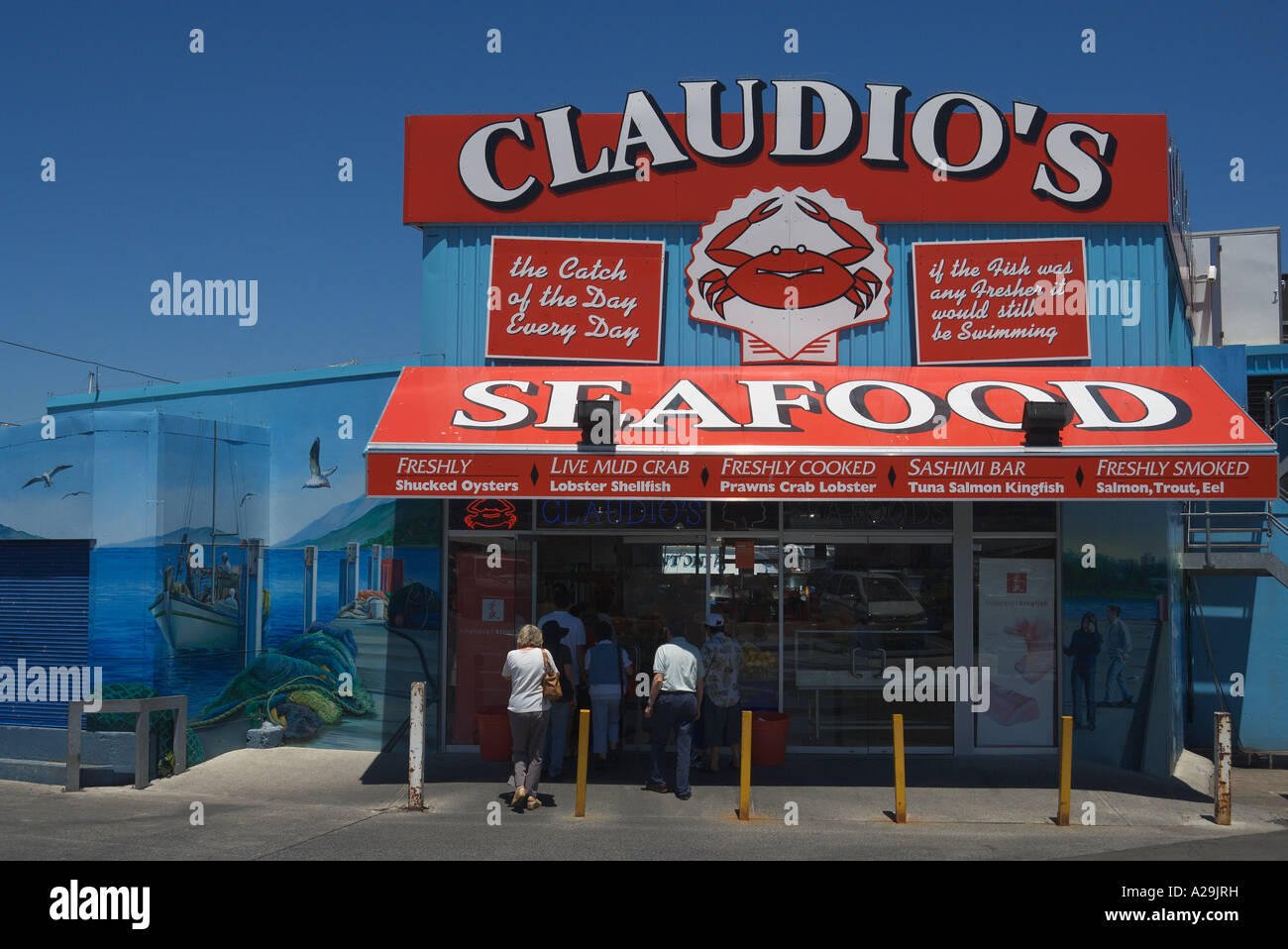 Claudios Seafood Bar Sydney Fischmarkt Stockfoto