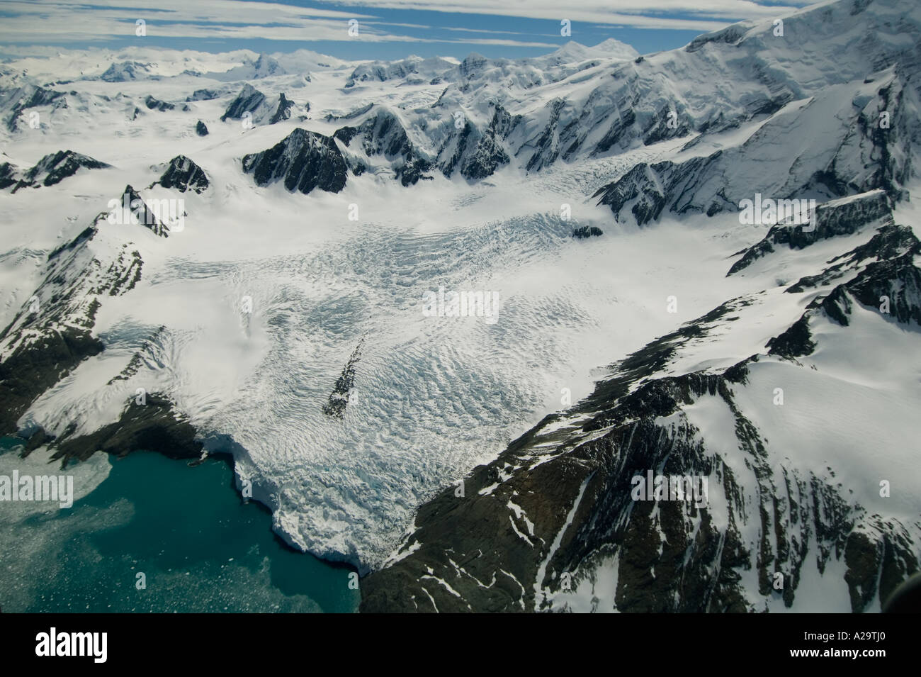South Georgia Island Antarktis Luftaufnahmen Von Helland Gletscher 