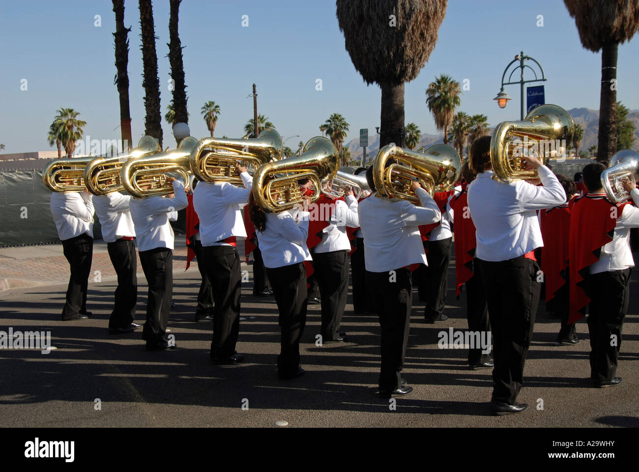 Blaskapelle, nach Hause kommen Queen-Parade, Palm Springs, Kalifornien, Stockfoto