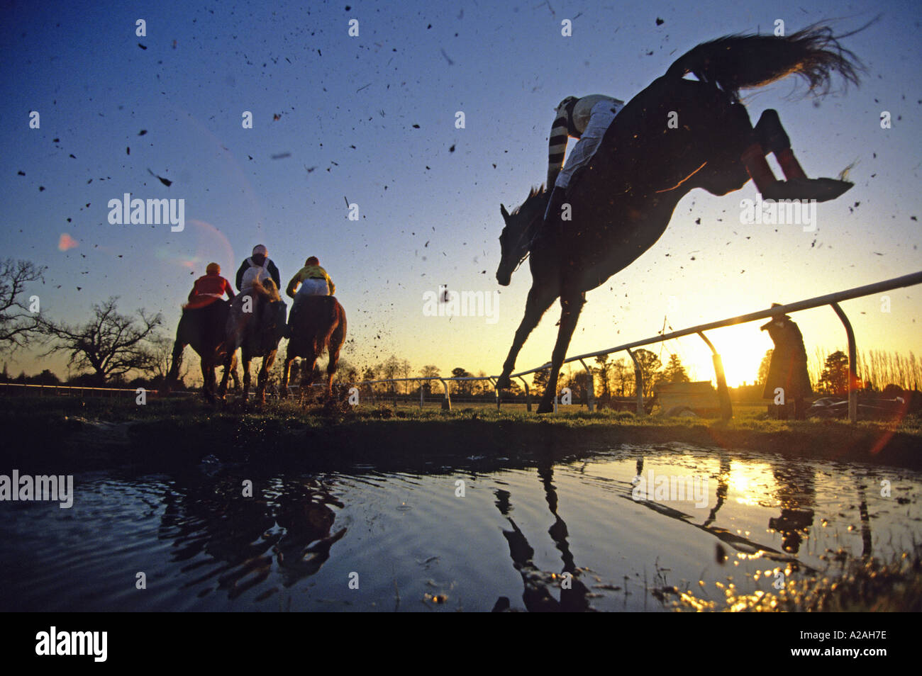 Pferd Reiter Silhouette Gegen Die Sonne Reiten Auf Einem Sandstrand Stockfotografie Alamy