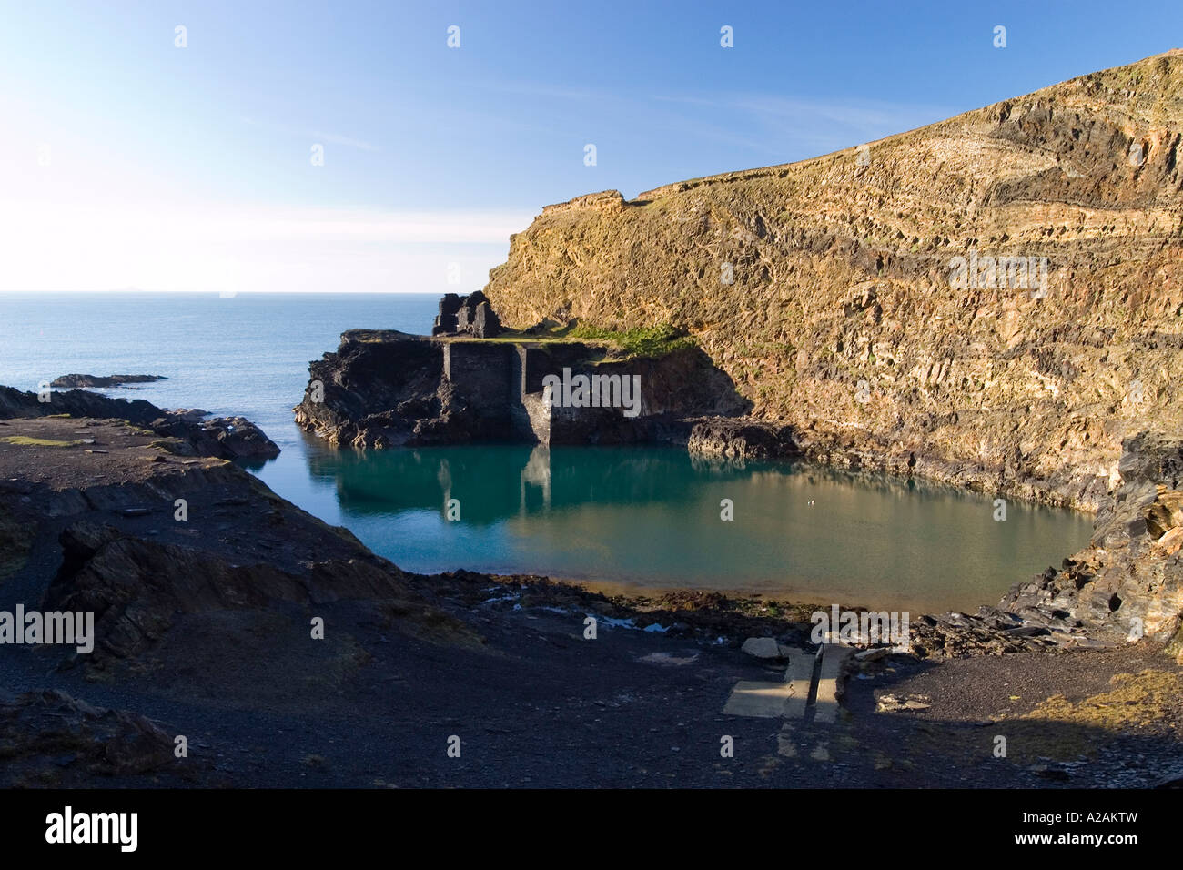 Blaue Lagune Abereiddy Pembrokeshire Stockfoto