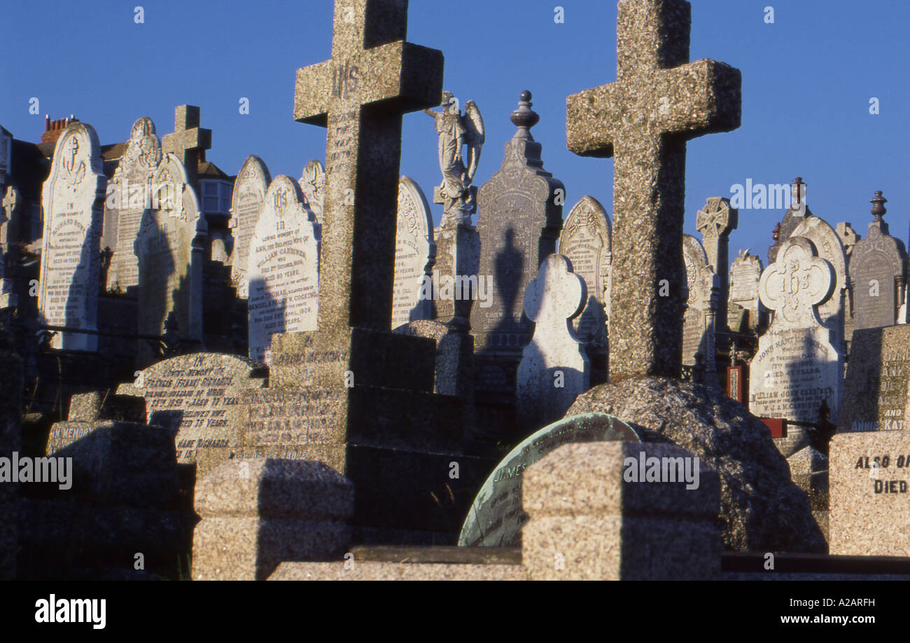 Grabsteine bei Barnoon Friedhof St Ives Cornwall England Nr. 1831 Stockfoto