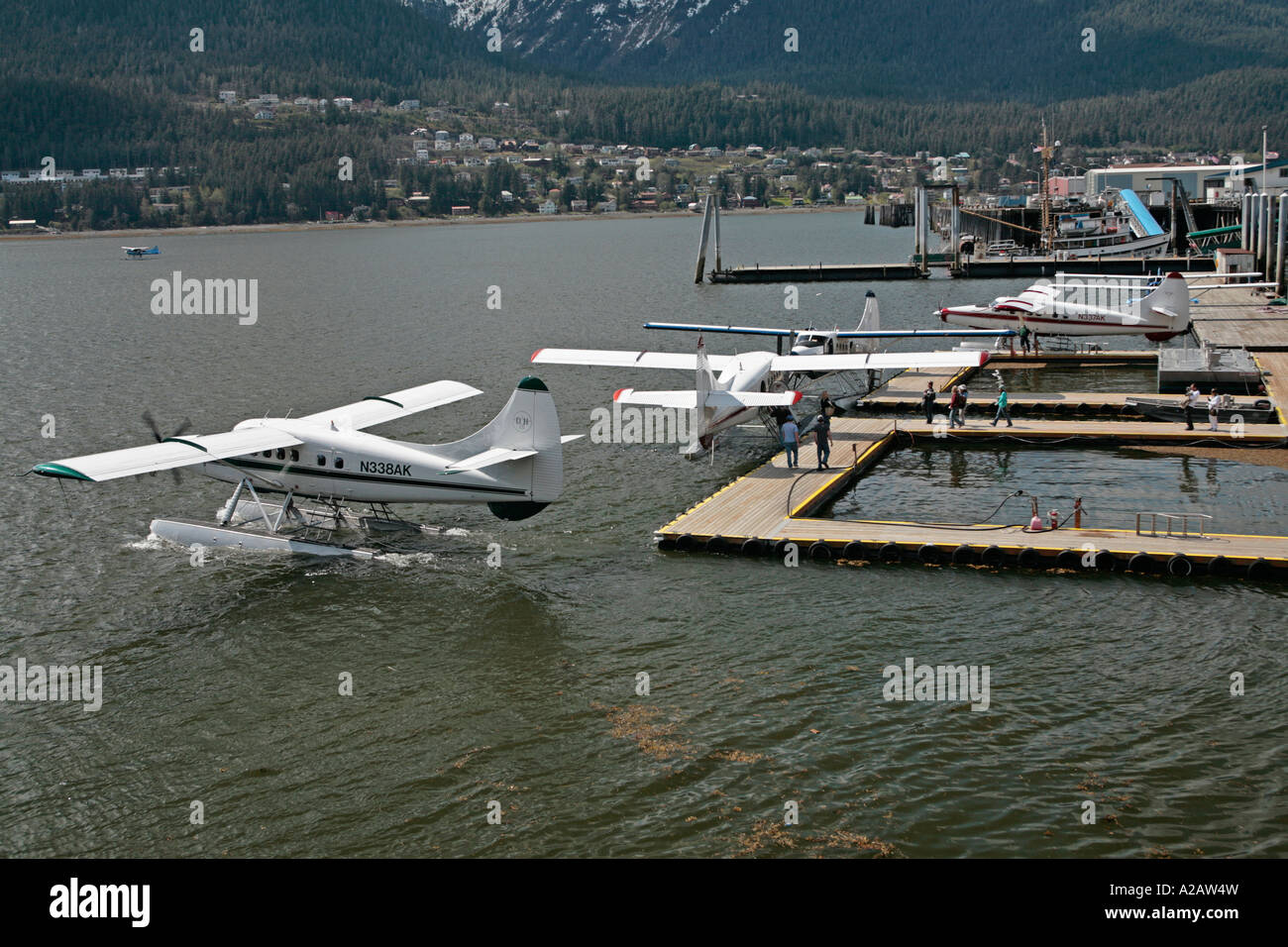 Wasserflugzeug-docking-Station, Juneau, Alaska Stockfoto