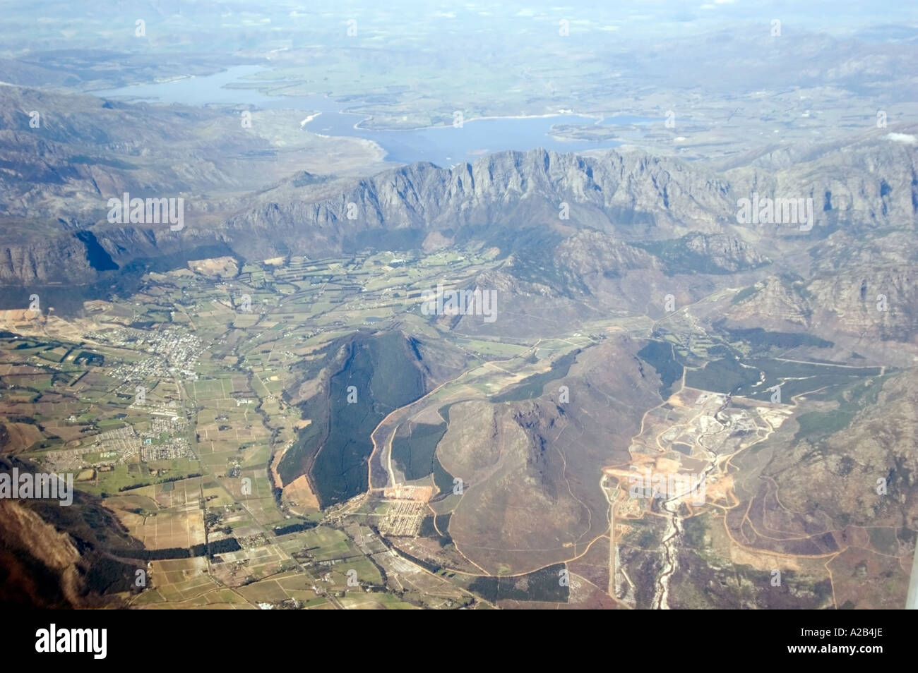 Luftaufnahme von Südafrikas Westkap Gelände, einschließlich das Great Rift Valley, in der Nähe von Kapstadt. Stockfoto