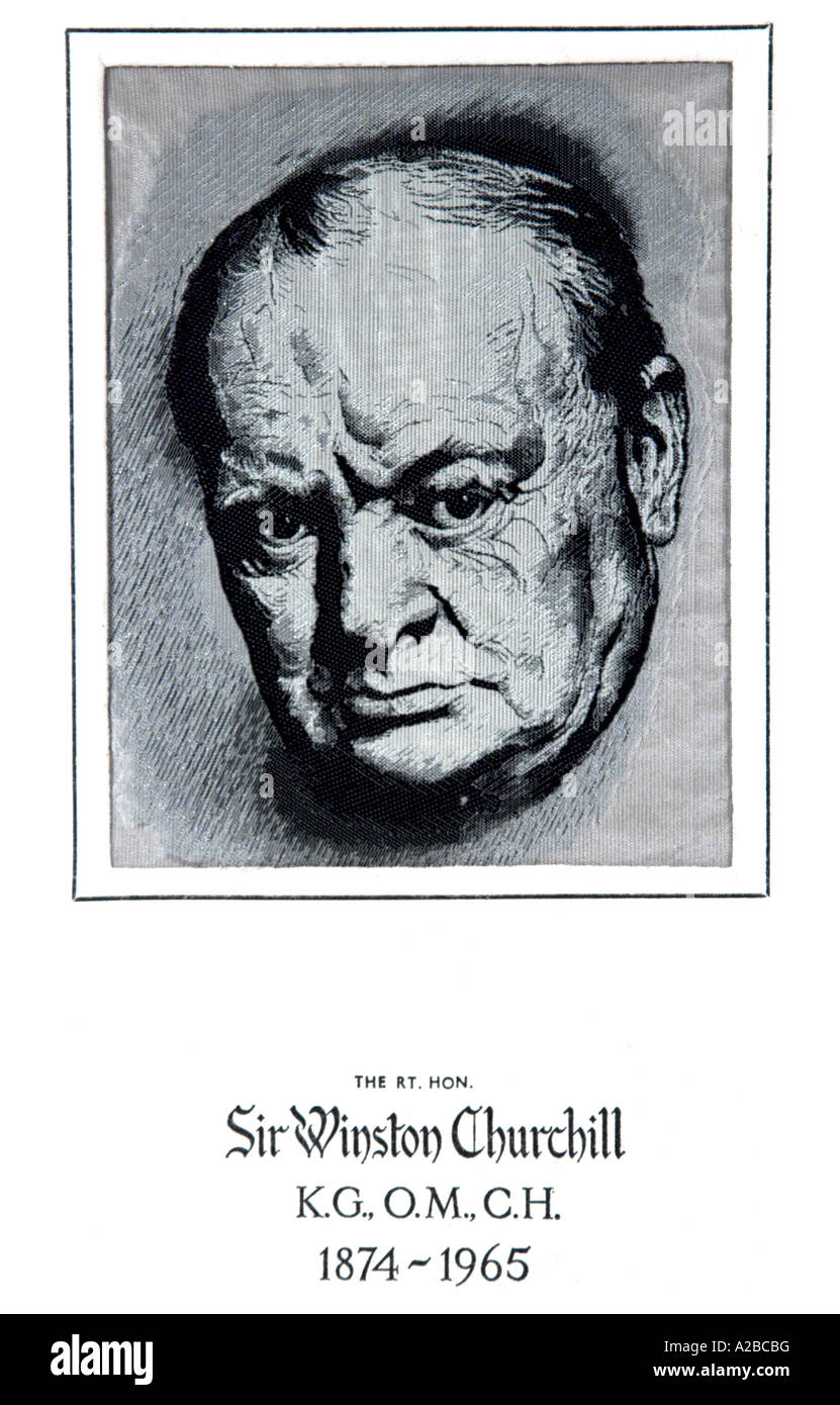Seide Gewebe von Sir Winston Churchill 1965 nur zur redaktionellen Verwendung Stockfoto