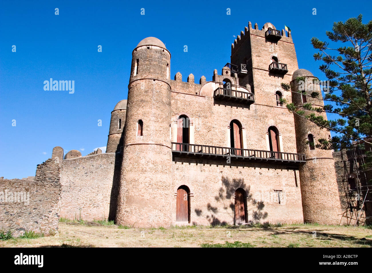Fasil Ghebbi zusammengesetzte, Palast des Kaisers Fasilides (Fasil), Gondar, Äthiopien, Afrika Stockfoto