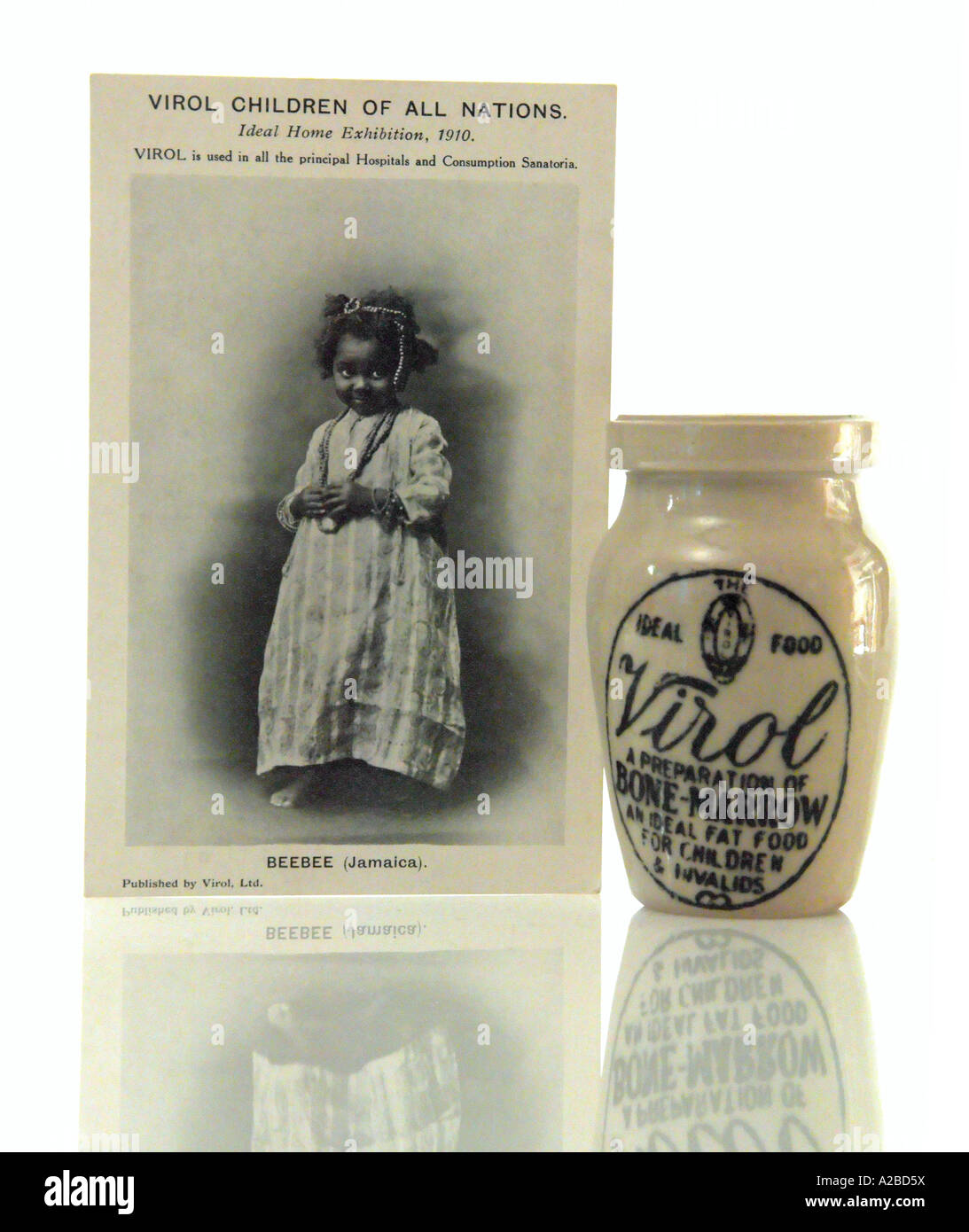 Virol Werbung Karte und Virol Topf Anfang des 20. Jahrhunderts Stockfoto