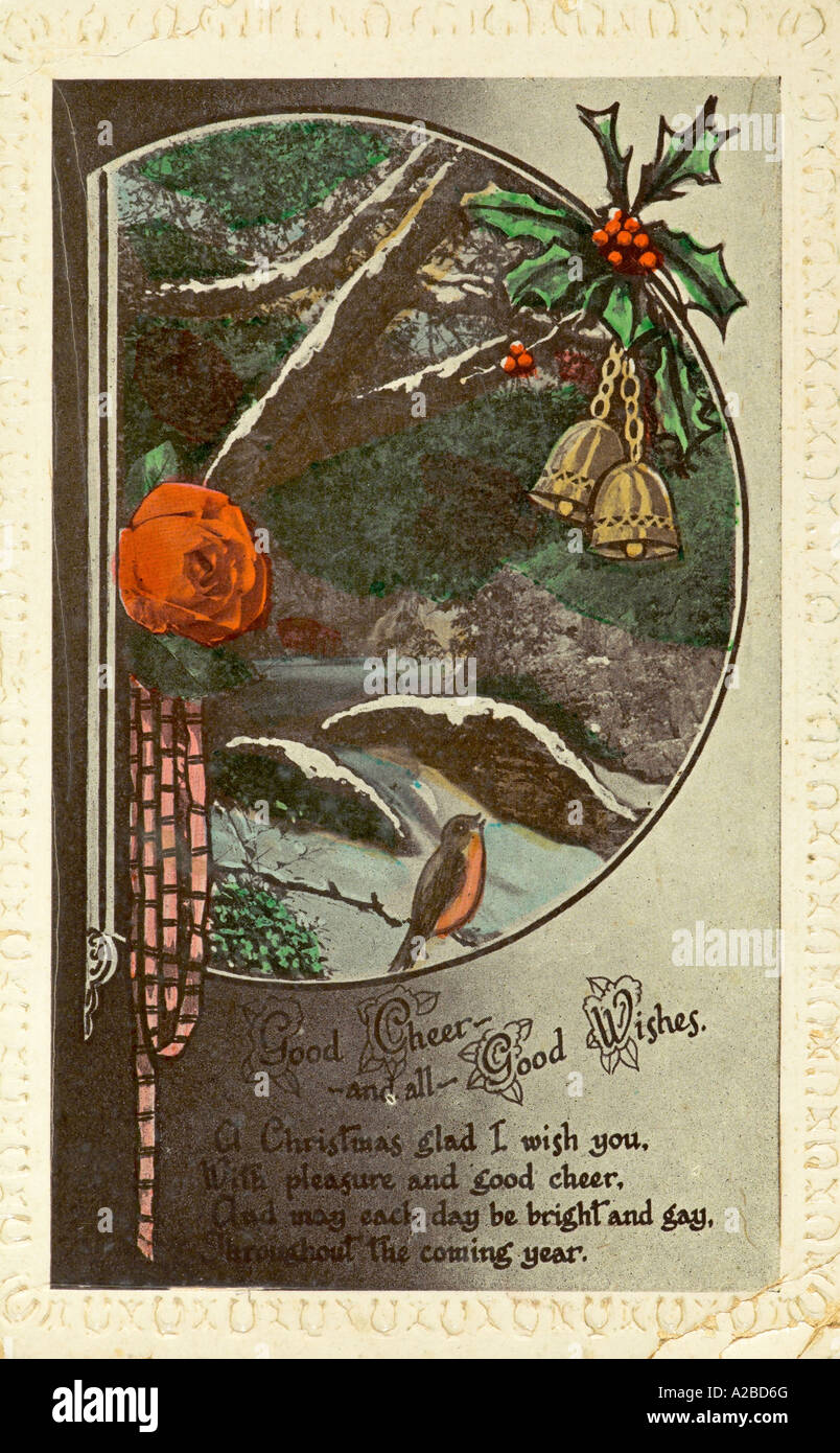 Weihnachten Grußkarte Post Anfang des 20. Jahrhunderts Stockfoto