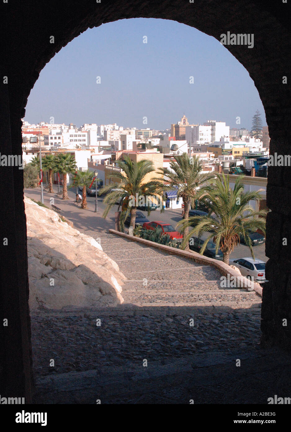 Panoramablick über Almería von der Alcazaba Festung Almeria Andalusien Andalusien España Spanien Iberia Europa Stockfoto