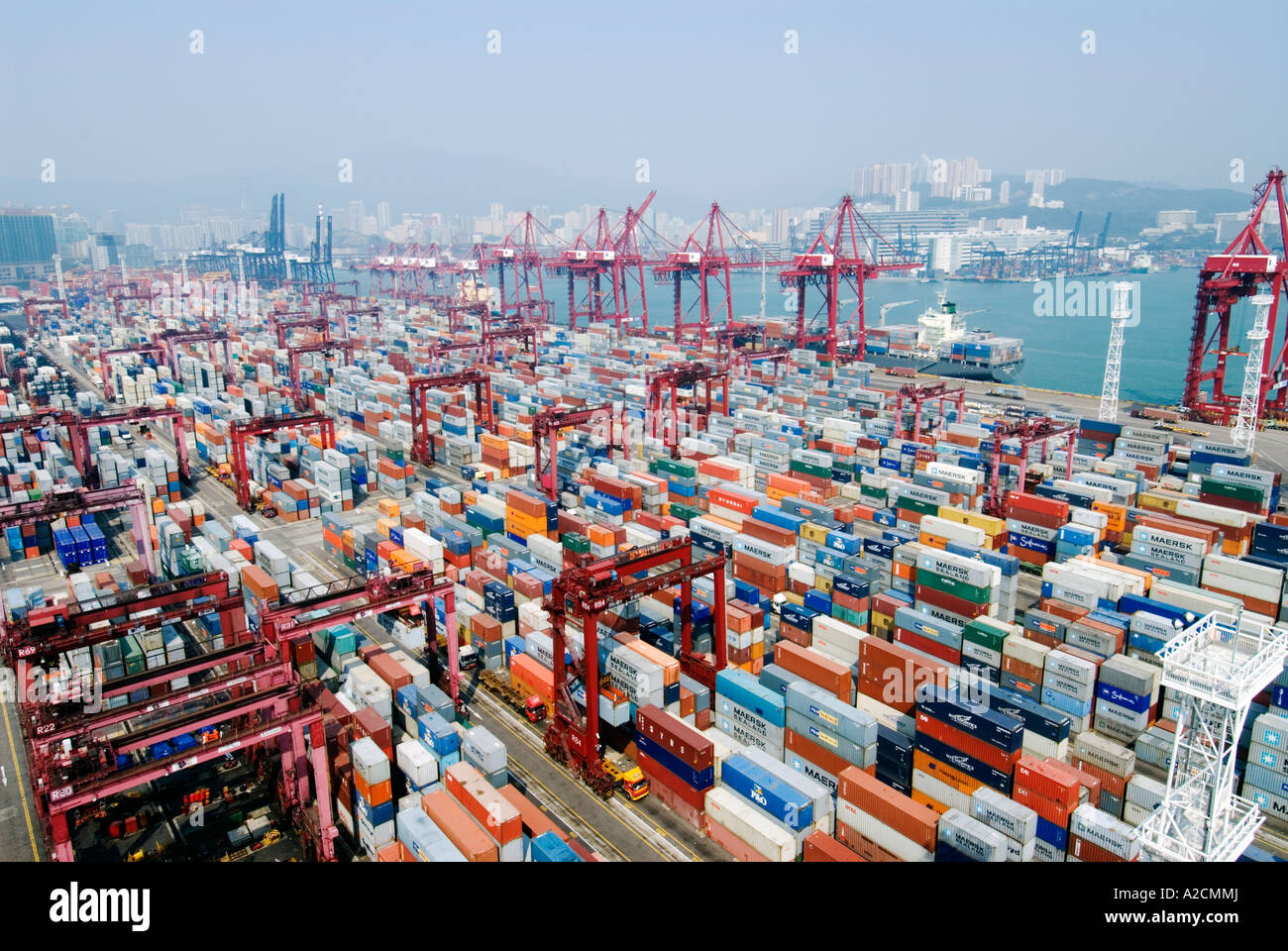 Luftaufnahme über neue Container Terminal 9 am Kwai Chung Hong Kong Stockfoto