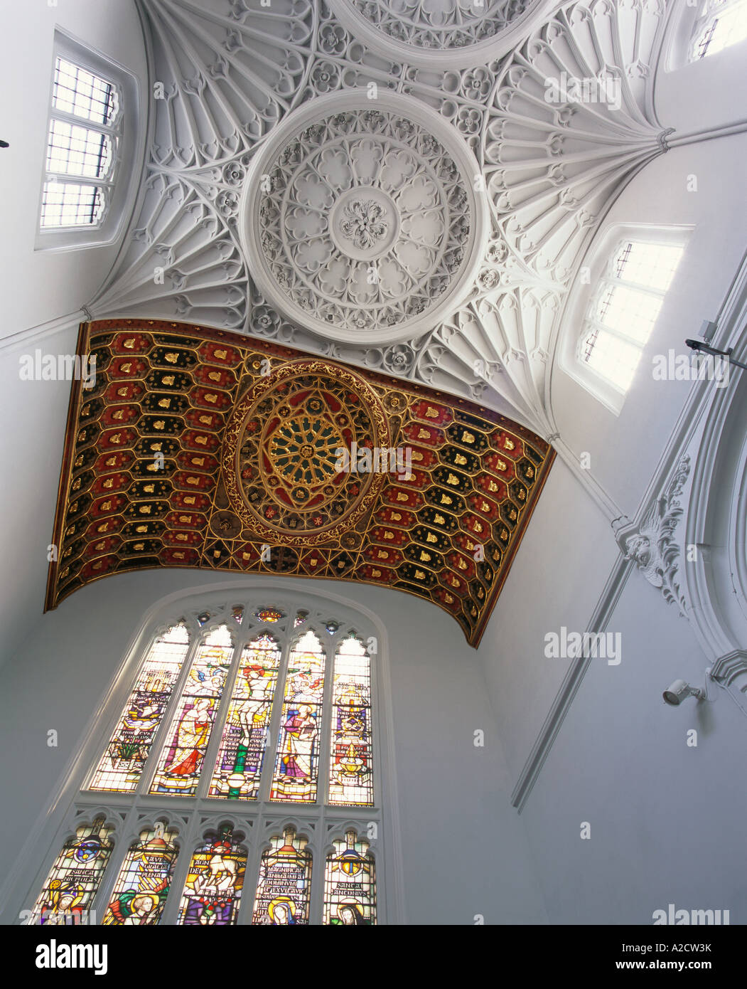 Restaurierte Dach Dekoration der Londoner Kirche St. Maria Aldermary Stockfoto