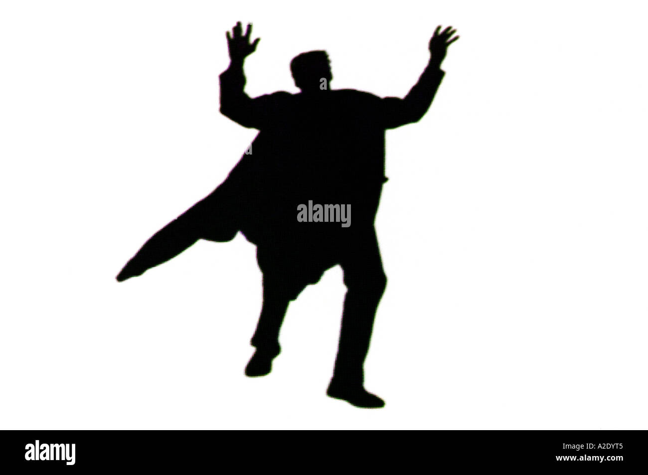 Mann zu ertränken, ertrinken, schwarzen und weißen Mantel Herbst fallen männliche Figur grafische Veranschaulichung schwarz-weiß arty Kunst Sünde Stadt nega Stockfoto