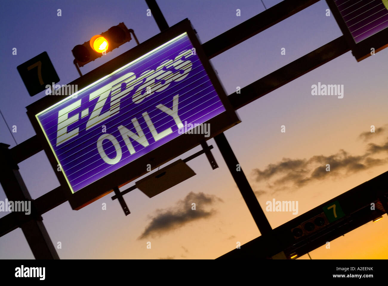 Melden Sie für die automatische Maut-Gasse auf der Pennsylvania Turnpike, USA Stockfoto