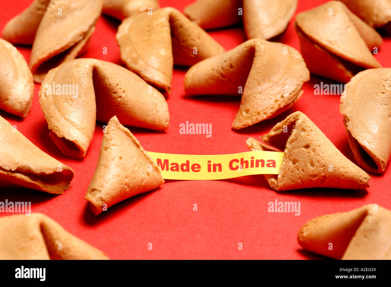 Hergestellt in China Fortune cookies Stockfoto
