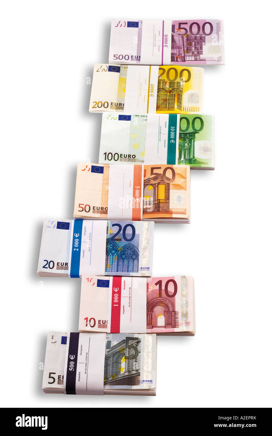 Die Trauben der Euro-Banknoten Stockfoto