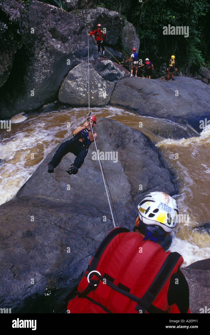 Karibik, Puerto Rico, El Yunque, Caribbean National Forest, Canyoning Stockfoto