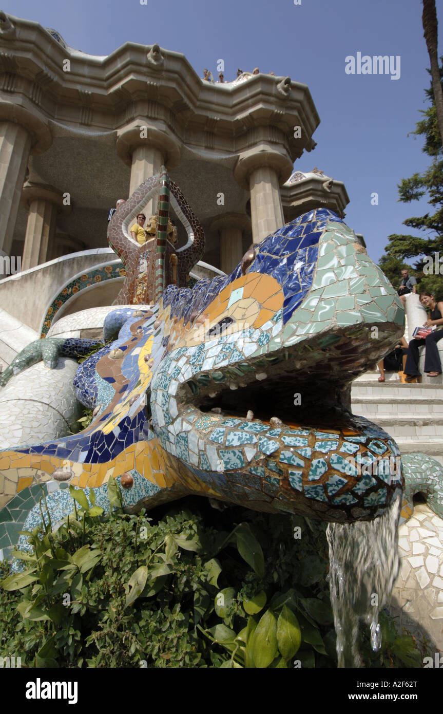 Barcelona, Park Güell, Architekt Antonio Gaudi Stockfoto