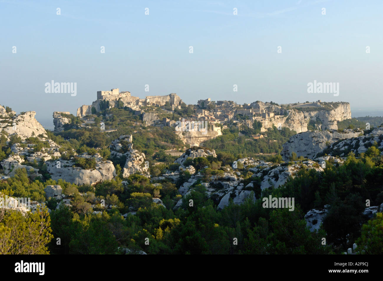 Les Baux Provence, Stadt auf Felsplateau Stockfoto