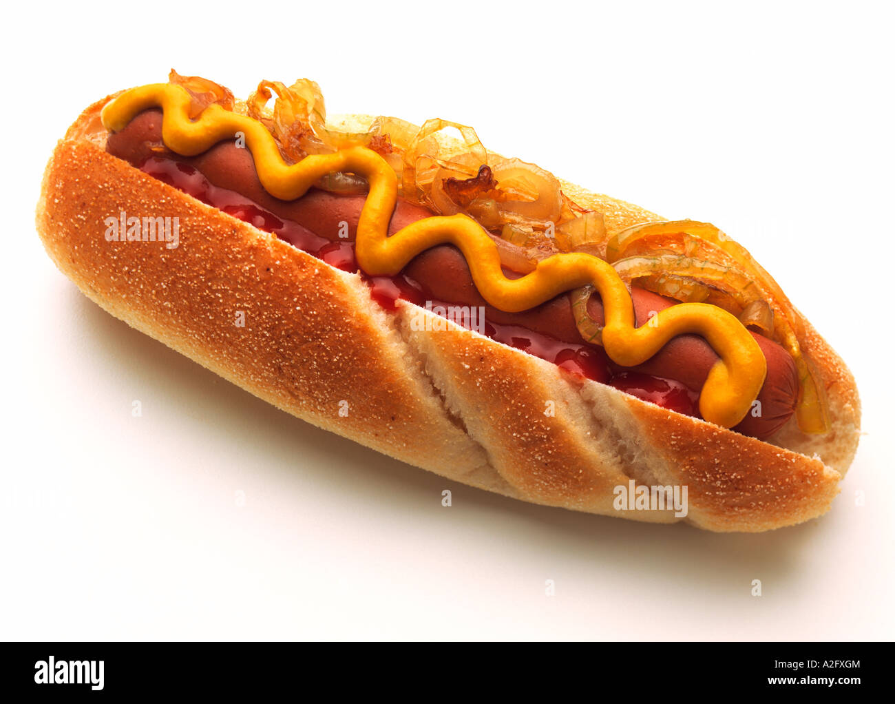 Einen Hot Dog auf weißem Hintergrund Stockfoto