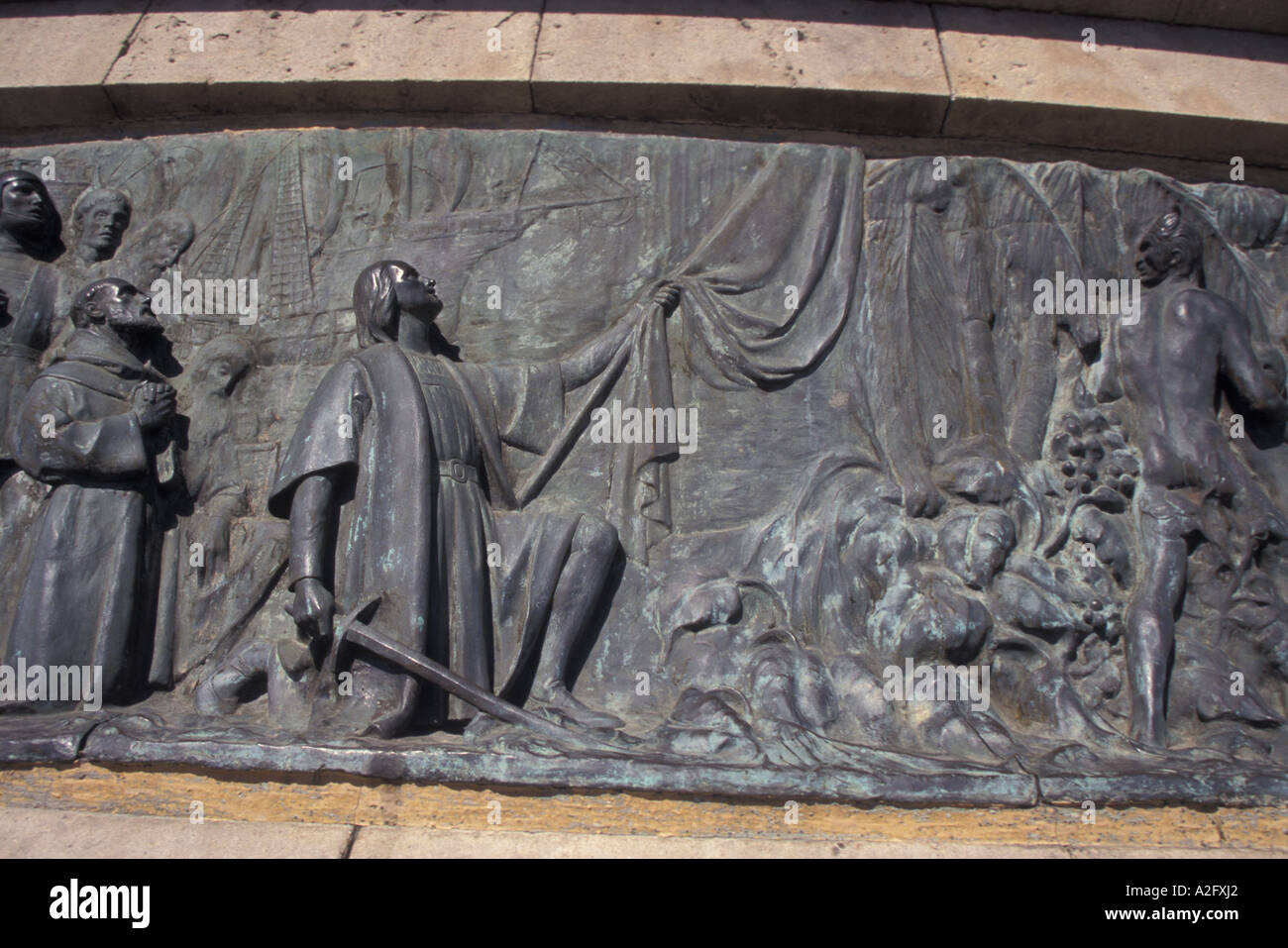 Europa, Spanien, Barcelona, Kolumbus-Denkmal, Landung in der neuen Welt Stockfoto