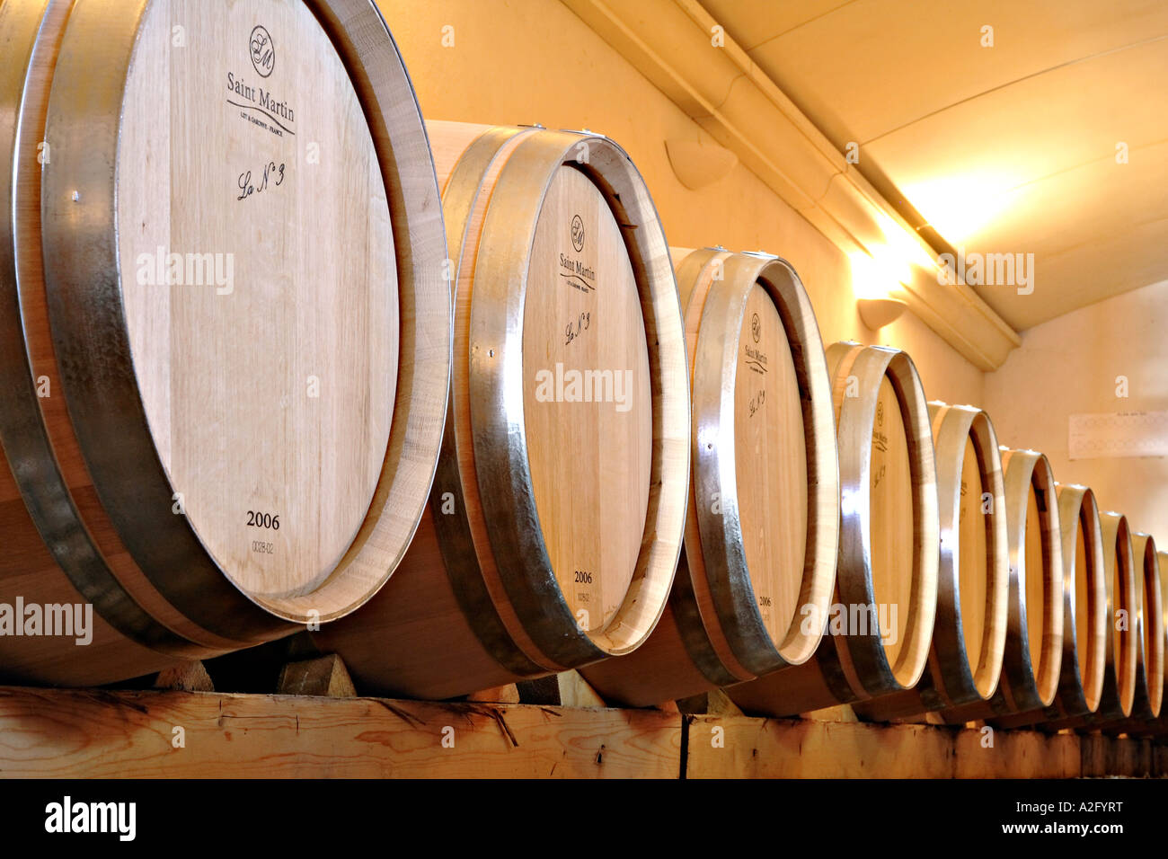 Weingut Fass Zimmer im Languedoc-Roussillon Stockfoto