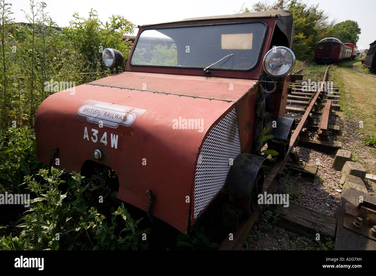 British Railways A34W Track Wartung Fahrzeug Mangapps Eisenbahnmuseum Burnham auf Crouch Essex Stockfoto