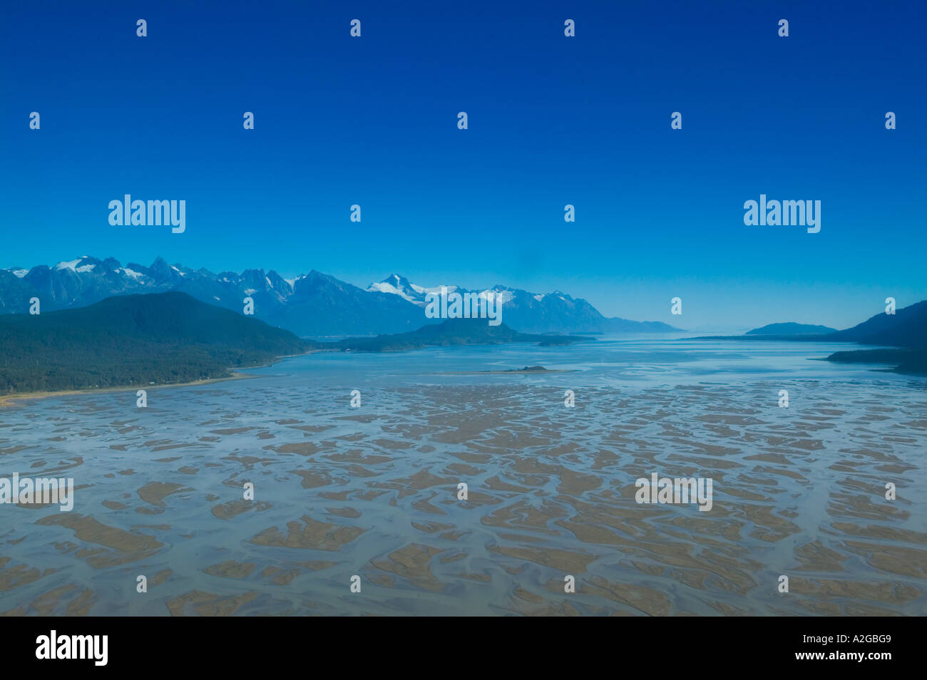 USA, ALASKA, südöstlichen Alaska, HAINES: Oben Chilkoot Inlet / Lynn CanalMudflats / Antenne Stockfoto