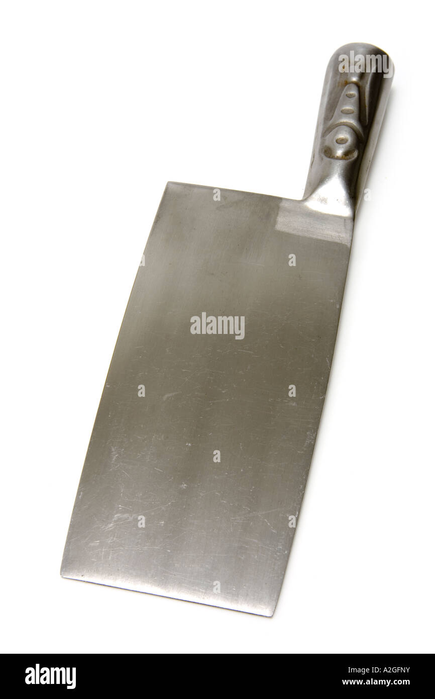 Metzger Beil oder Messer isoliert auf einem weißen Studio-Hintergrund. Stockfoto