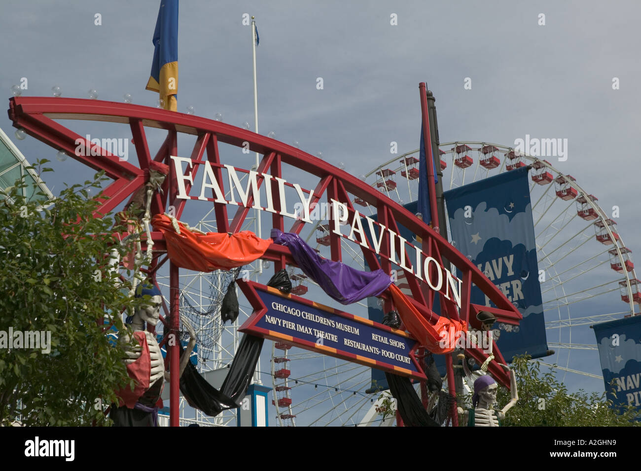 USA, Illinois, Chicago: Navy Pier: Familie Pavillon Zeichen Stockfoto