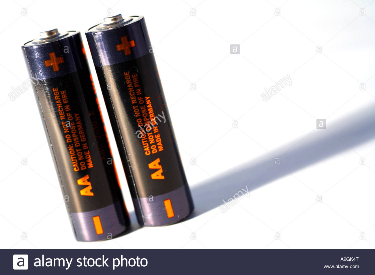 Ein Paar AA-Batterien Stockfoto