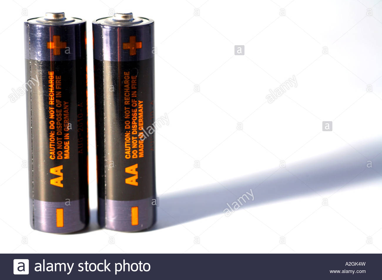Ein Paar AA-Batterien Stockfoto