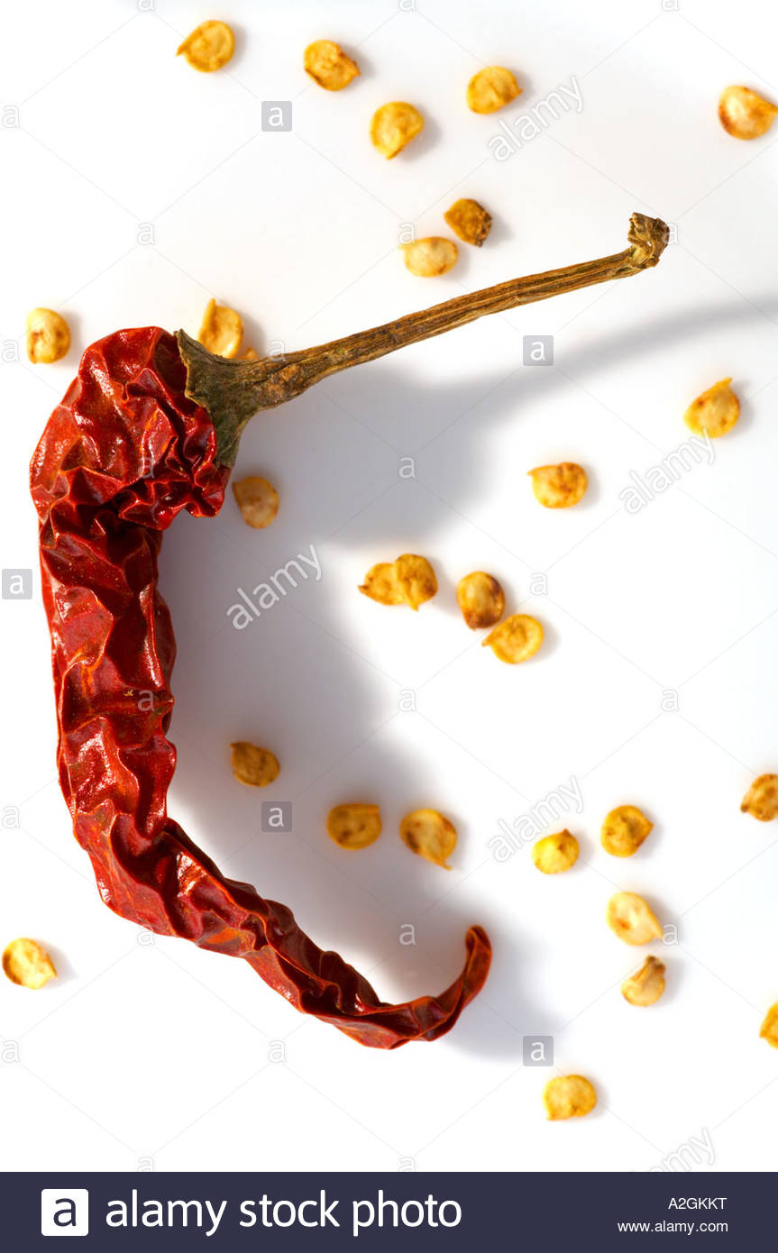 Kashmiri getrocknete Chili und Samen Stockfoto