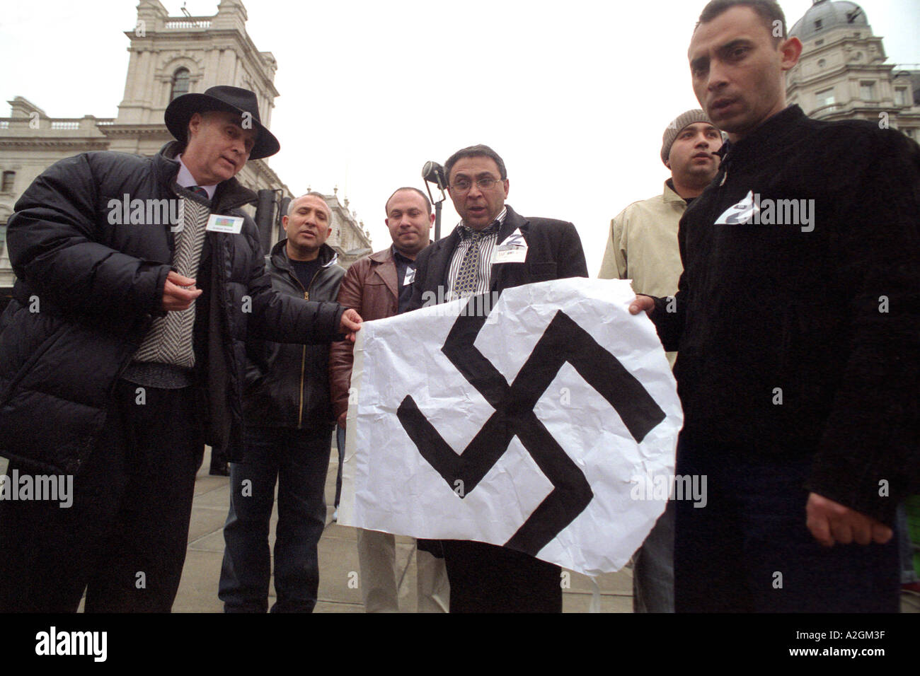 Zigeuner in der Londoner protestieren und Werbetätigkeit in Parliament Square für Reisende Rechte. Stockfoto