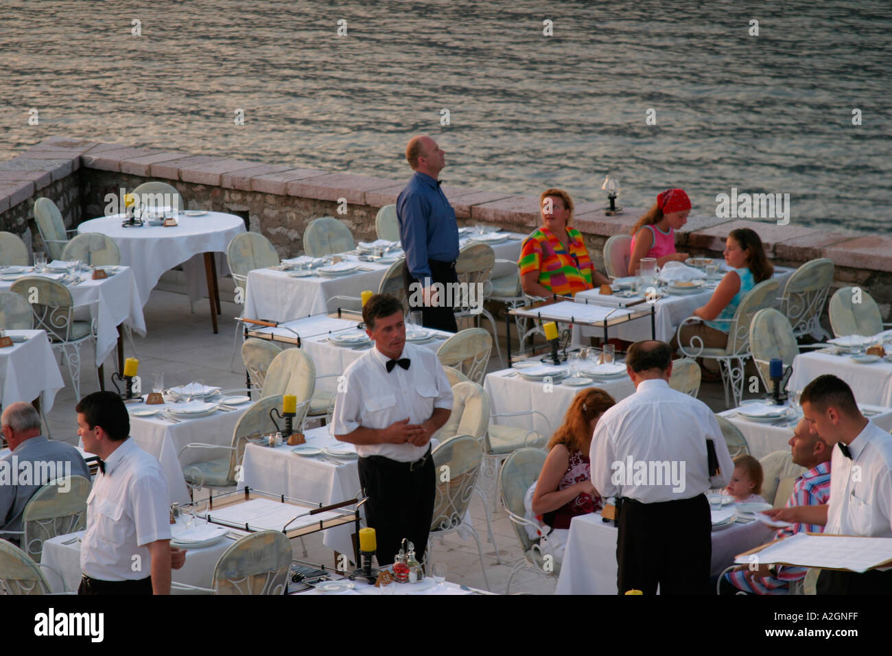 Sveti Stefan Hotel Montenegro Speisen auf der Terrasse Stockfoto