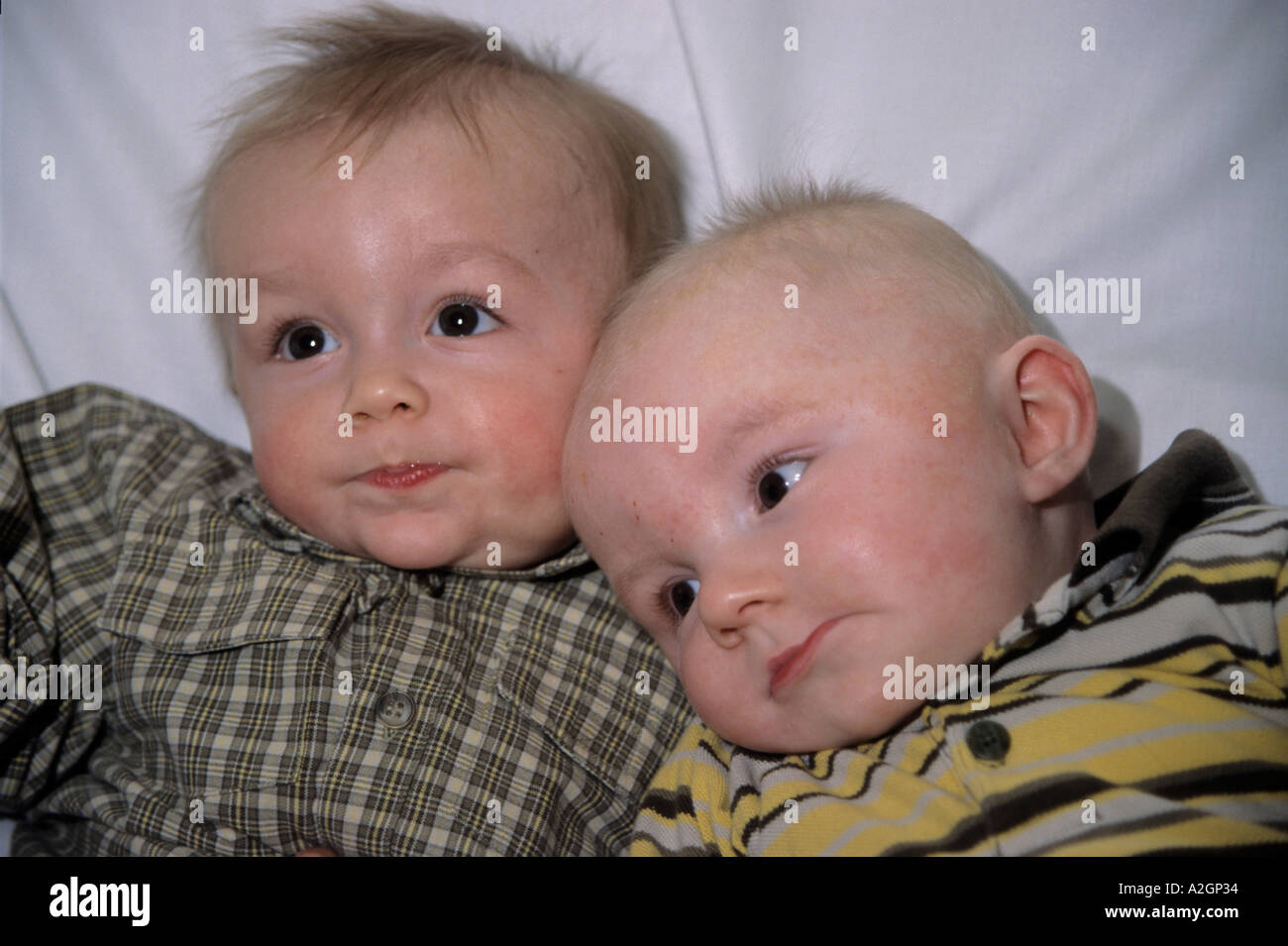Twin Baby Boys 9 Monate alt Stockfoto