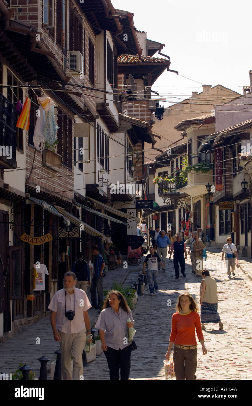Europa BulgarienVeliko Tarnovo Altstadt Rakovski Ulica Stockfotografie