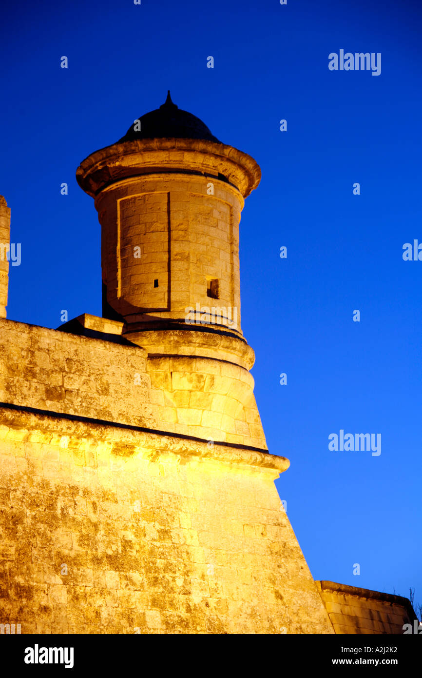 Vedette an Ecke der Stadtmauer auf Saint Michael Strebemauer Valletta Malta Stockfoto