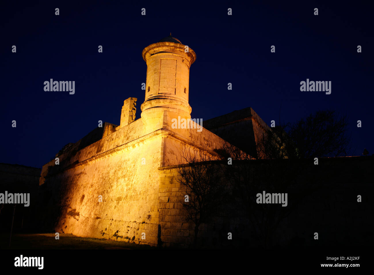Vedette an Ecke der Stadtmauer auf Saint Michael Strebemauer Valletta Malta Stockfoto