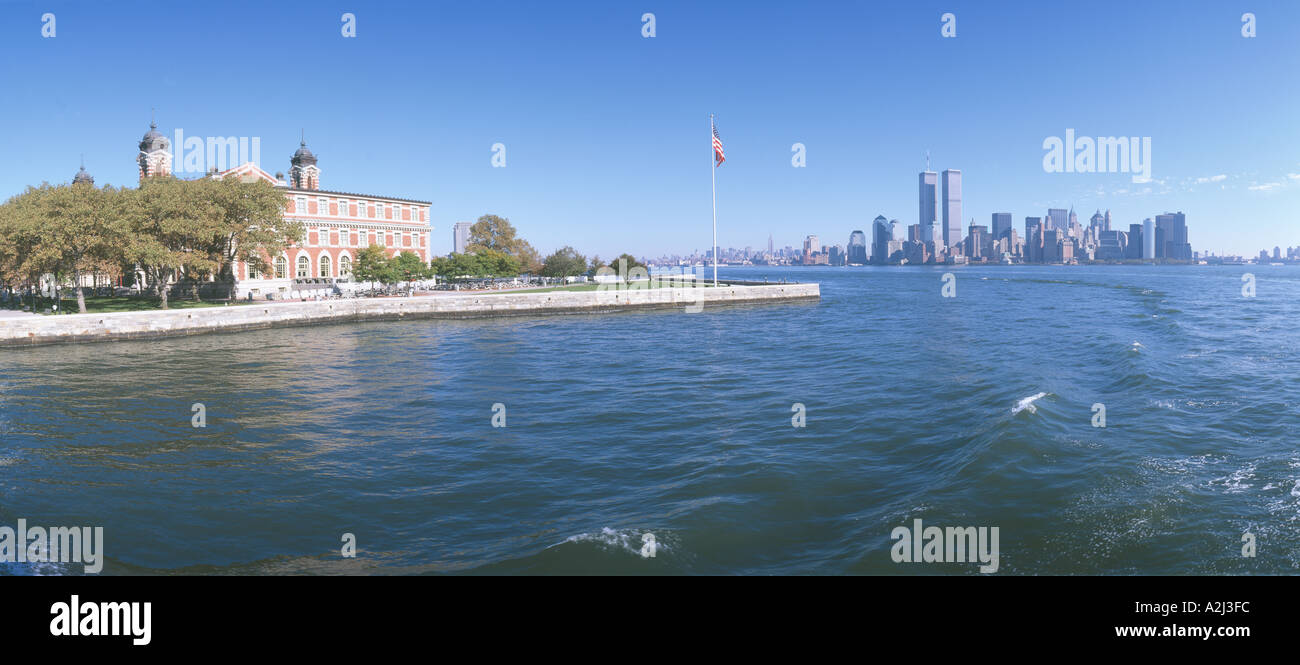 Ellis Island Manhattan Skyline NewYork Stockfoto