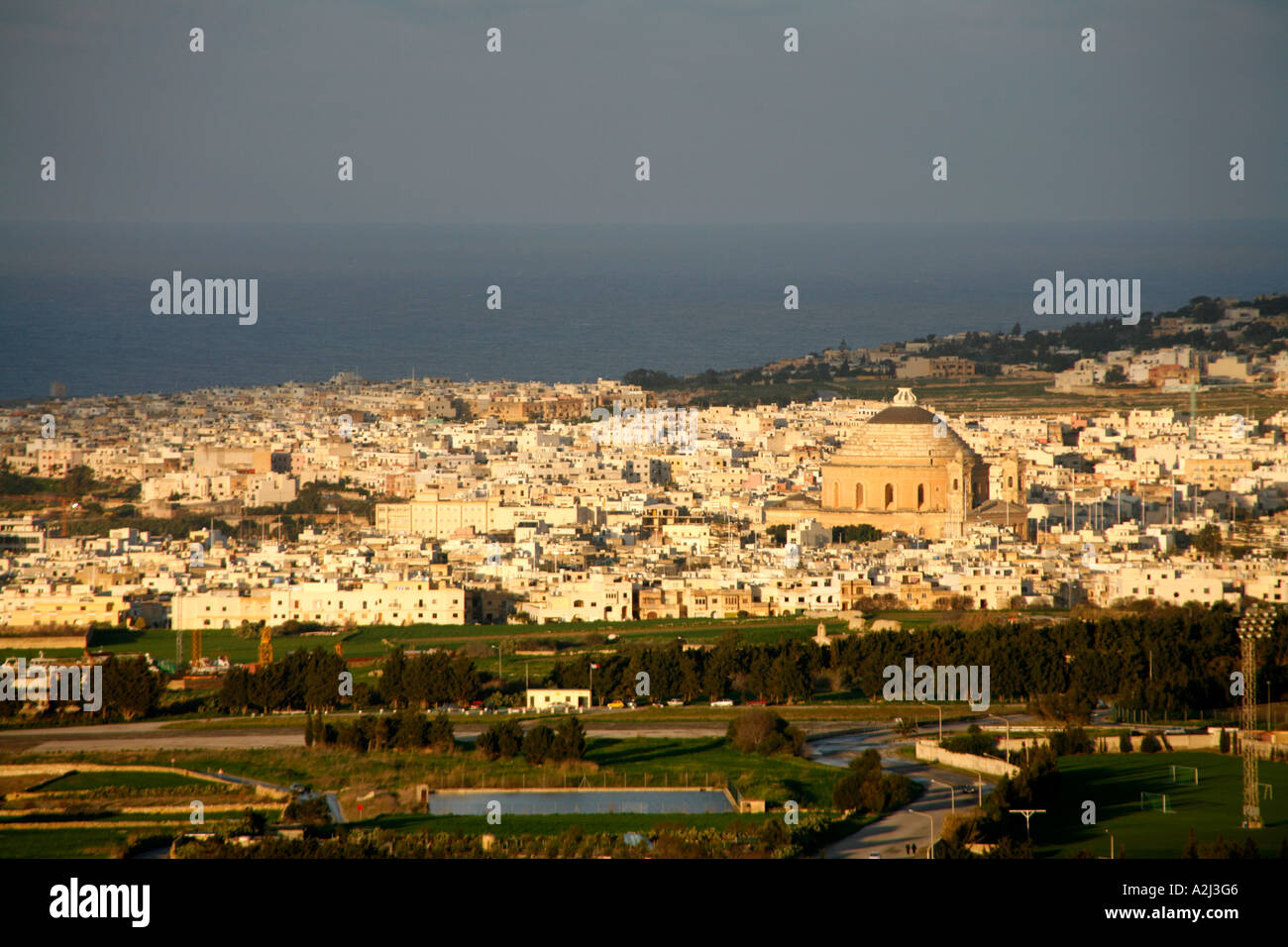 Mosta Dome Blick von Mdina, Malta Stockfoto
