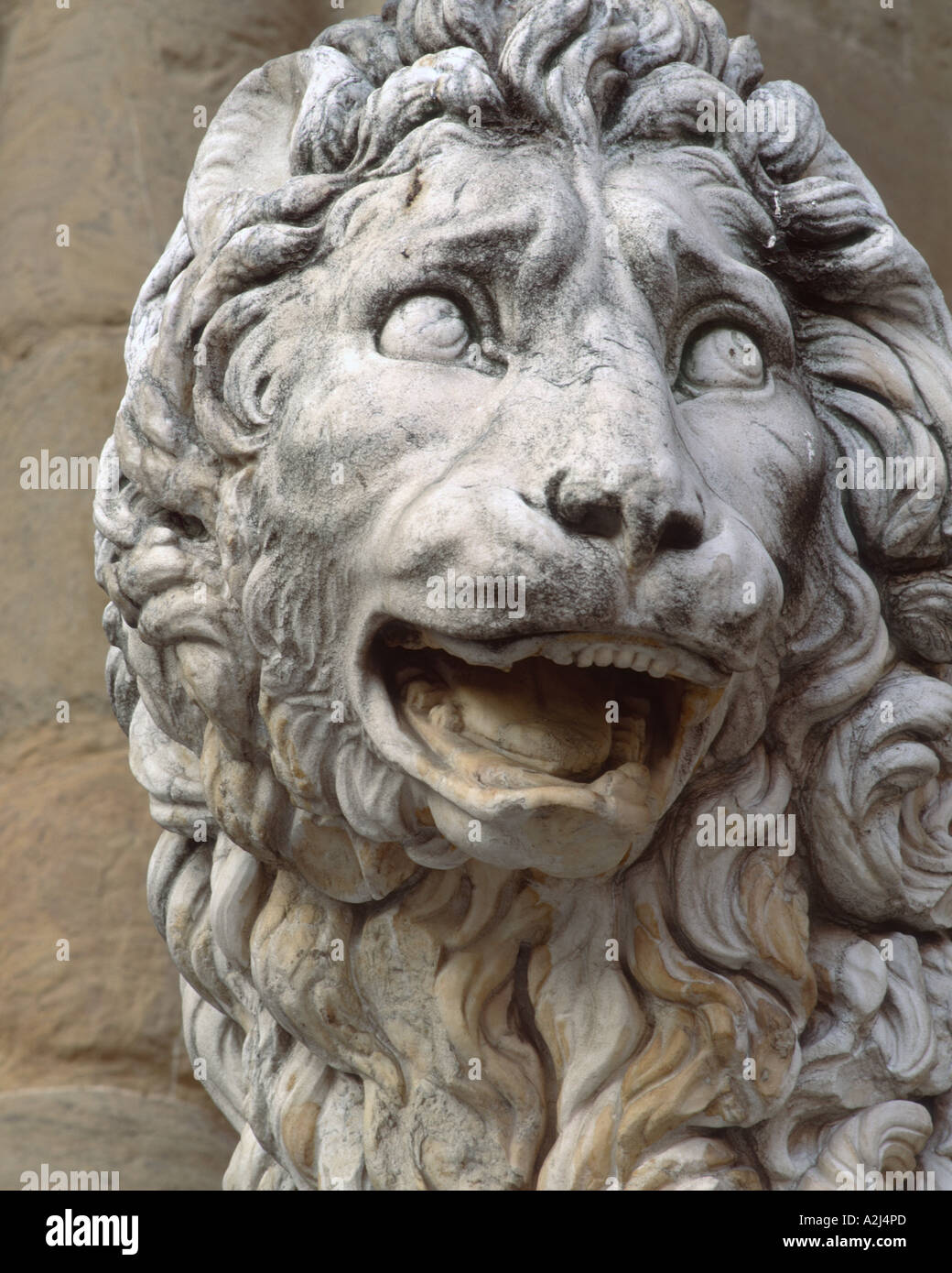 Steinstatue eines Löwen im Palazzo Vecchio, Florenz, Italien Stockfoto