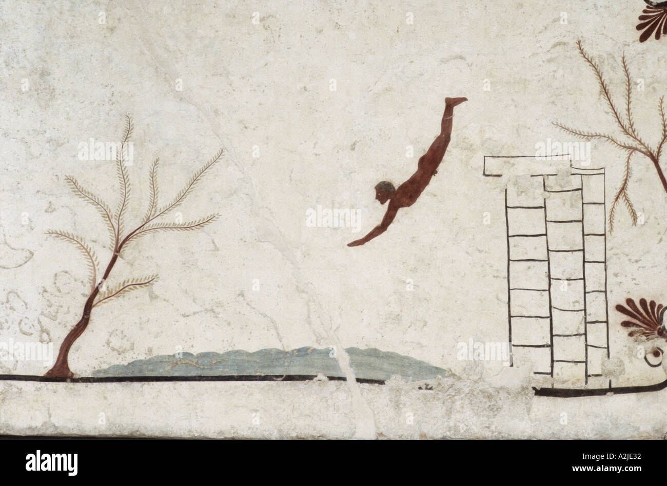 Italien-Paestum-Museum Taucher Grab Tuffatore Stockfoto