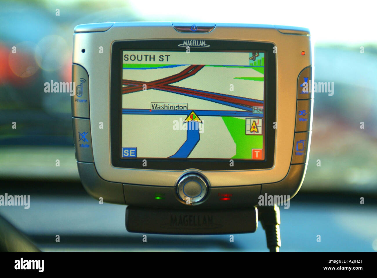 Ein GPS-Gerät Magellan RoadMate 6000T hilft dem Fahrer finden Sie Straßen und Points of interest Stockfoto