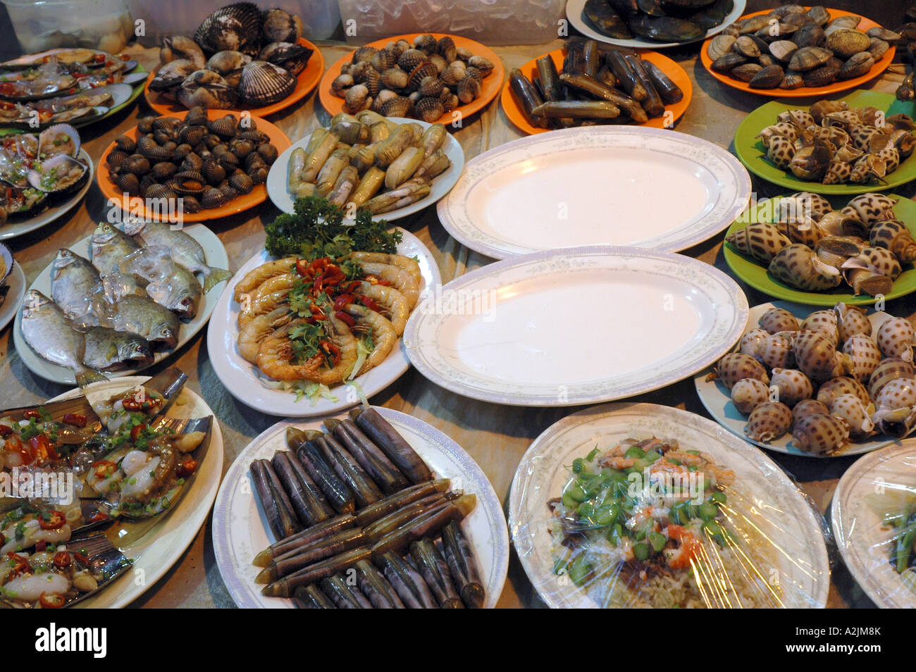 Asiatische Küche, Garküche Hong Kong Stockfoto